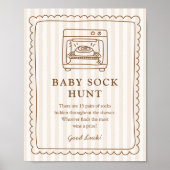 Stripe Bun in the Oven Baby Sock Hunt Sign Poster (Vorne)