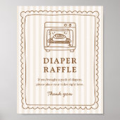 Stripe Bun in the Oven Shower Diaper Raffle Game Poster (Vorne)