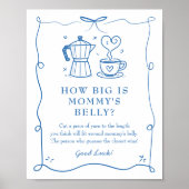 Stripe Coffee Baby Shower Belly Sign Poster (Vorne)