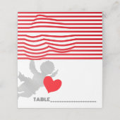 Stripe cupiform und rotes Herz, cupid Silhouette Platzkarte (Außenseite Aufgefaltet)