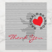 Stripe cupiform und rotes Herz, cupid Silhouette Weinetikett (Einzelnes Label)