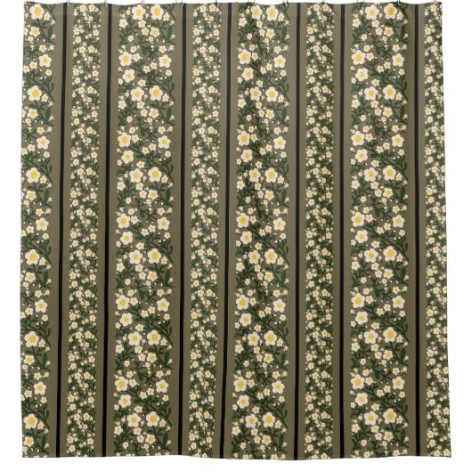 Stripe Dainty Blume Dusty Fawn Hintergrund Duschvorhang (Vorderseite)