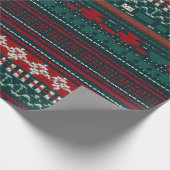 Stripe Design Ugly Christmas Sweater Geschenkpapier (Ecke)