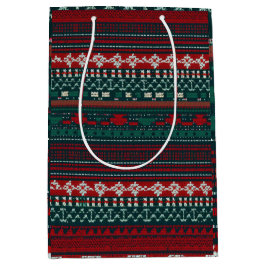 Stripe Design Ugly Christmas Sweater Mittlere Geschenktüte