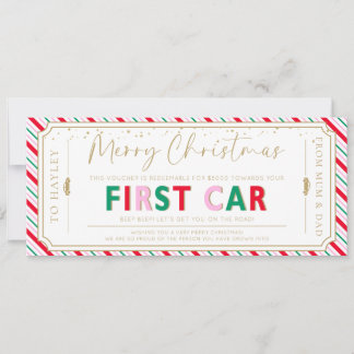 Stripe First Car Weihnachts-Geschenkgutschein Kart Einladung