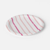 Stripe Girl Pink Geburtstagsparty Pappteller (Schrägansicht)
