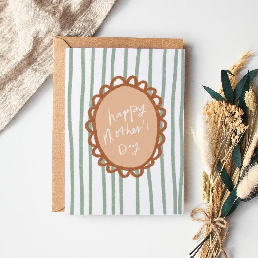 Stripe Hand gezogen Rahmen glücklich Muttertag Dankeskarte