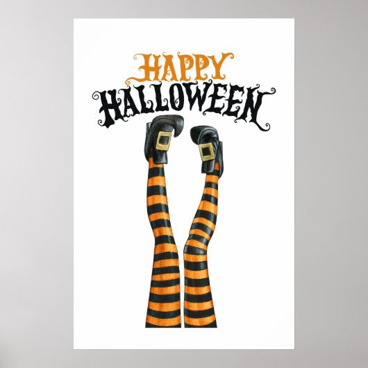 Stripe Hexe Leg Strumpf Happy Halloween Poster (Vorne)