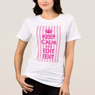 Stripe Hot Pink Keep Calm und Text bearbeiten Tri-Blend Shirt