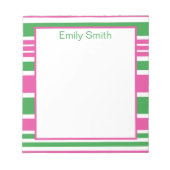 Stripe Kelly Green und Pink Notepad Notizblock (Vorderseite)