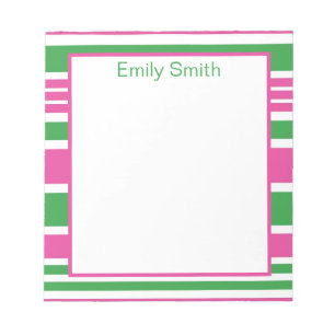 Stripe Kelly Green und Pink Notepad Notizblock