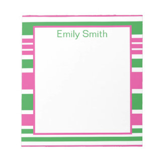 Stripe Kelly Green und Pink Notepad Notizblock