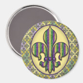 Stripe Mardi Gras Lilie Magnet (Vorderseite/Rückseite)