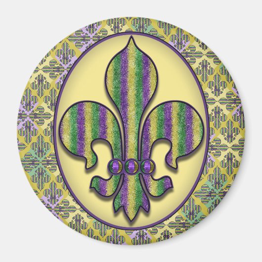Stripe Mardi Gras Lilie Magnet (Vorne)