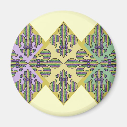Stripe Mardi Gras Lilie Magnet (Vorne)