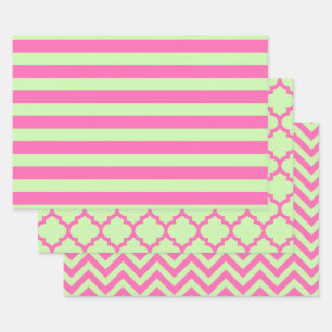 Stripe Marokkanischer Chevron DIY Farben Sellerie  Geschenkpapier Set