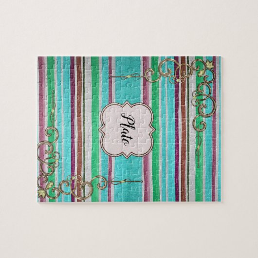 Stripe Monogram Jigsaw Puzzle Daisy (Horizontal)