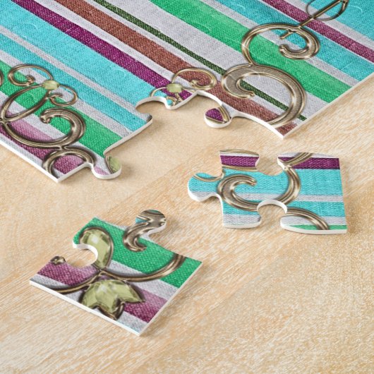 Stripe Monogram Jigsaw Puzzle Daisy (Seite)