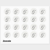 Stripe Monogram Script Ampersand Hochzeit Runder Aufkleber (Blatt)