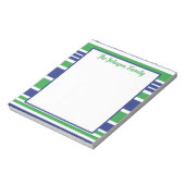 Stripe Navy Blue und Kelly Green Notepad Notizblock (Rotiert)