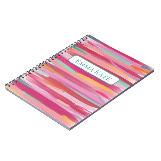 Stripe Painted Pink Notebook Notizblock (Linke Seite)