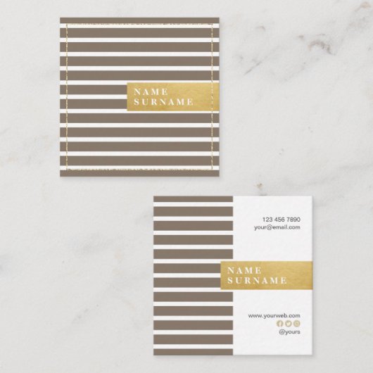 Stripe Pattern Glitter Pewter Square Business Card Quadratische Visitenkarte (Vorne/Hinten)