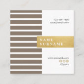 Stripe Pattern Glitter Pewter Square Business Card Quadratische Visitenkarte (Rückseite)