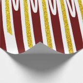 Stripe Pattern Gold Glitzer Dunkelrotes Burgund Co Geschenkpapier (Ecke)
