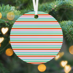 Stripe Pattern Modern Colorful Christmas Cheer Ornament Aus Metall