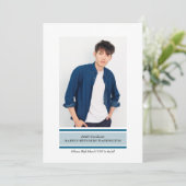 Stripe Photo Absolventen Einladung (Stehend Vorderseite)