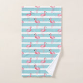 Stripe Pink Flamingo Muster Badhandtuch Set (Handtuch)