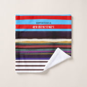 Stripe Retrolinien Horizontal handbemalt DIY Badhandtuch Set (Waschlappen)