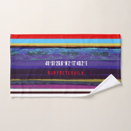Stripe Retrolinien Horizontal handbemalt DIY Badhandtuch Set (Handtuch)