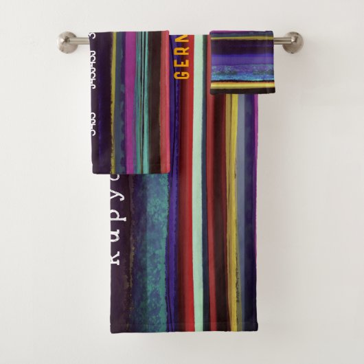 Stripe Retrolinien Horizontal handbemalt DIY Badhandtuch Set (Insitu)