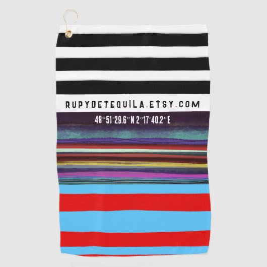 Stripe Retrolinien Horizontal handbemalt DIY Golfhandtuch (Vorderseite)