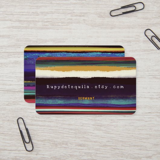 Stripe Retrolinien Horizontal handbemalt DIY Visitenkarte (Vorderseite/Rückseite Beispiel)