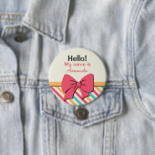 Stripe Ribbon und Bows Hallo Mein Name ist Button (Beispiel)