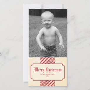 Stripe Ribbon Weihnachts-Foto Gruß Feiertagskarte