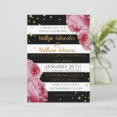 Stripe Rose und Glitzer Dots Moderne Hochzeiten Einladung (Stehend Vorderseite)