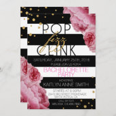 Stripe-Rose und Glitzer-Punkte-Junggeselinnen-Absc Einladung (Vorne/Hinten)