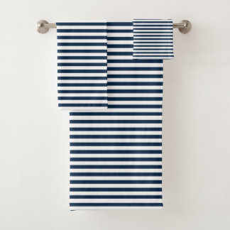 Stripe Tuch-Set - Marine-Blau/Weiß Badhandtuch Set