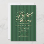 Stripe Vintage Green Bridal Shower Einladung (Vorderseite)