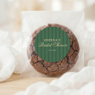 Stripe Vintage Schriftzug Grüne Brautparty Runder Aufkleber