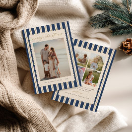 Striped and Scalloped Christmas Card with Photo Feiertagskarte