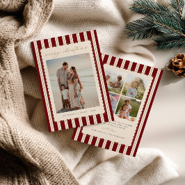Striped and Scalloped Christmas Card with Photo Feiertagskarte