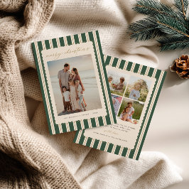 Striped and Scalloped Christmas Card with Photo Feiertagskarte