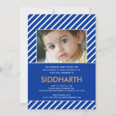 Striped Annaprashan (erster Reis) Blauer Einladung (Vorderseite)