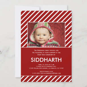 Striped Annaprashan (erster Reis) in Roter Einladu Einladung