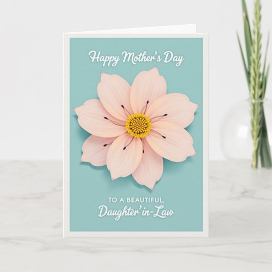 Striped Aqua Flower Beauty Card Karte (Vorderseite)