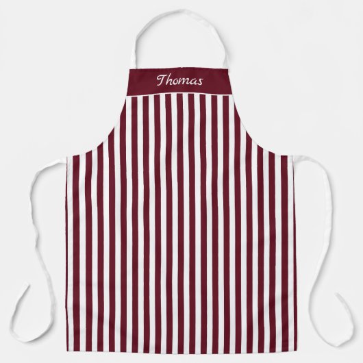 Striped Autumn Burgundy and White Pattern Apron Schürze (Vorderseite)